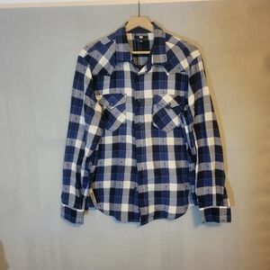 Frye Blue and White Plaid Men's Shirt. Size L
